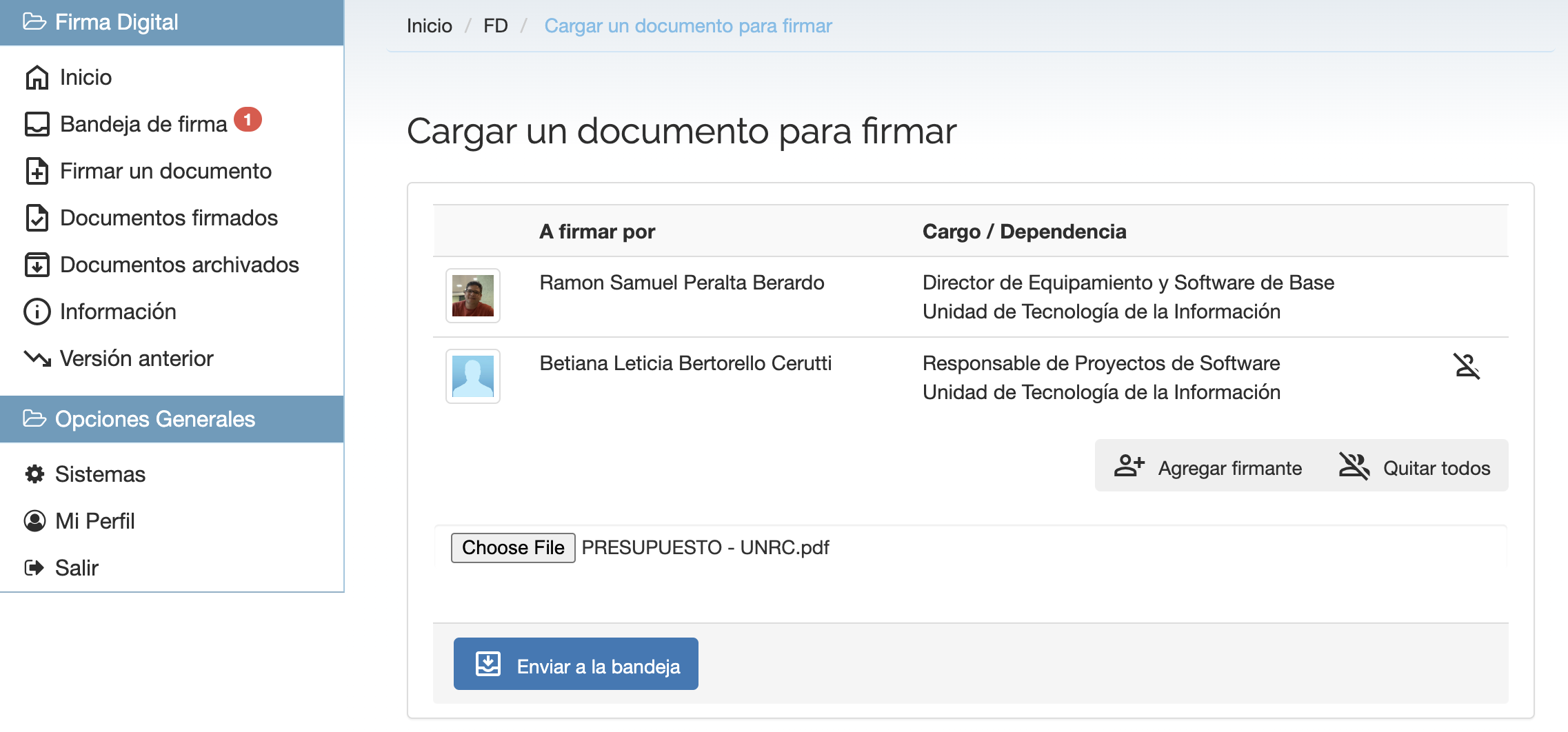 Capturas de la pantalla de como agregar un firmante
